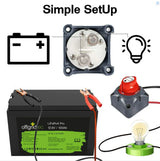 Battery Disconnect Switch 12-48V: Safely disconnect the battery to reduce power consumption when not in use. Suitable for vehicles, boats, and various electrical applications. The rotary switch is user-friendly: Green for On, Red for Off. Sturdy and durable, made from high-quality flame-retardant material.