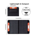 Das faltbare 60W Solarpanel ist ideal für mobile Anwendungen. Mit nur 2,5 Kilogramm Gewicht und kompakten Abmessungen passt es perfekt in jeden Rucksack. Die flexiblen, bruchfesten Solarzellen und das ansprechende Design machen es zu einem funktionalen und optischen Highlight. Dank integrierter MC4-Stecker und USB5V DC18V Type-C9V Ausgang können Sie Ihre Geräte umweltfreundlich unterwegs laden.