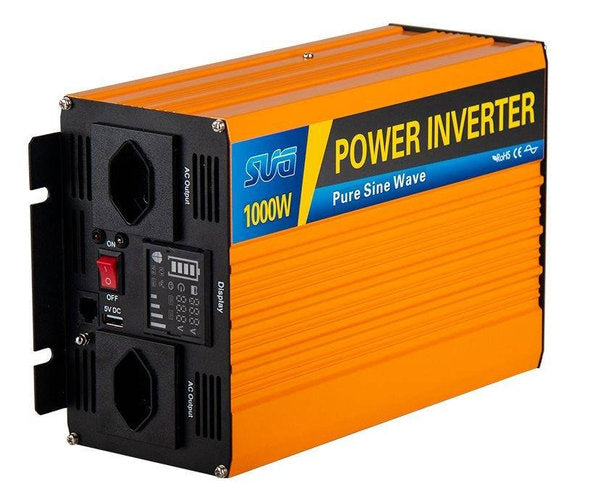 Der 1000-Watt Sinus-Wechselrichter wandelt 12 V Gleichspannung in 230 V Wechselspannung um, ideal für Autobatterien, LKW-Batterien und Solarinselanlagen. Mit 100% reiner Sinuswellen-Ausgangsspannung, hoher Leistungsreserve, erstklassiger Qualität und einem Schweizer Steckdosenanschluss bietet er vielseitige Anwendungsmöglichkeiten. Kompakte Maße von 27,8 x 17 x 10,5 cm und ein Gewicht von 2,75 kg machen ihn praktisch und leicht.