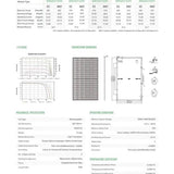 The elegant Bluesun 425Wp solar panel in a black frame offers peak performance and reliability. Certified by DEKRA Germany, it can withstand snow loads up to 5400Pa and wind loads up to 2400Pa. Utilizing half-cell modules with 108 monocrystalline cells (182x182mm), the panel achieves 2-3% higher efficiency, weighing 21.5 kg and measuring 1722x1134x30mm.  Technical Specifications: Maximum charging current of 25A