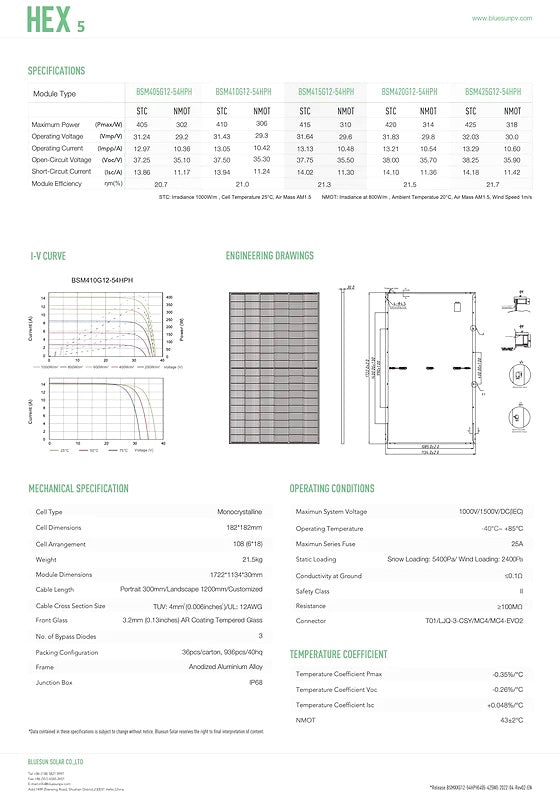 Mit dem Deye Hybrid OnGrid Solar-Komplettset erzeugen Sie 6 kW eigenen Solarstrom. Enthalten sind 14 Bluesun Blackframe Module à 425 Watt, ein Deye SUN5 Hybrid 3-Phasen-Wechselrichter, elegante schwarze Montageschienen, Schrauben, Klemmen, 40 Meter Solar Kabel und MC4 Stecker. DEKRA-zertifizierte Bluesun Module überstehen hohe Schnee- und Windlasten. Der dreiphasige Deye Hybrid-Wechselrichter gewährleistet Sicherheit und Zuverlässigkeit bei niedriger Batteriespannung von 48 V 