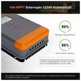 Charge Controller – The Solar Charge Controller 40A MPPT 12V/24V is a powerful device designed to maximize the output from your solar panels. With automatic battery voltage detection, it is easy to use and suitable for both 12V and 24V systems. The advanced MPPT (Maximum Power Point Tracking) technology ensures a tracking efficiency of not less than 99.5%, meaning your solar panels operate effectively, extracting maximum energy. 